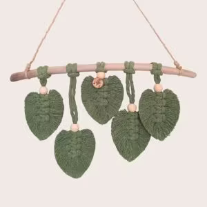 Macramé mural feuilles