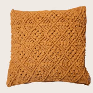 Coussin macramé 40×40 – moutarde