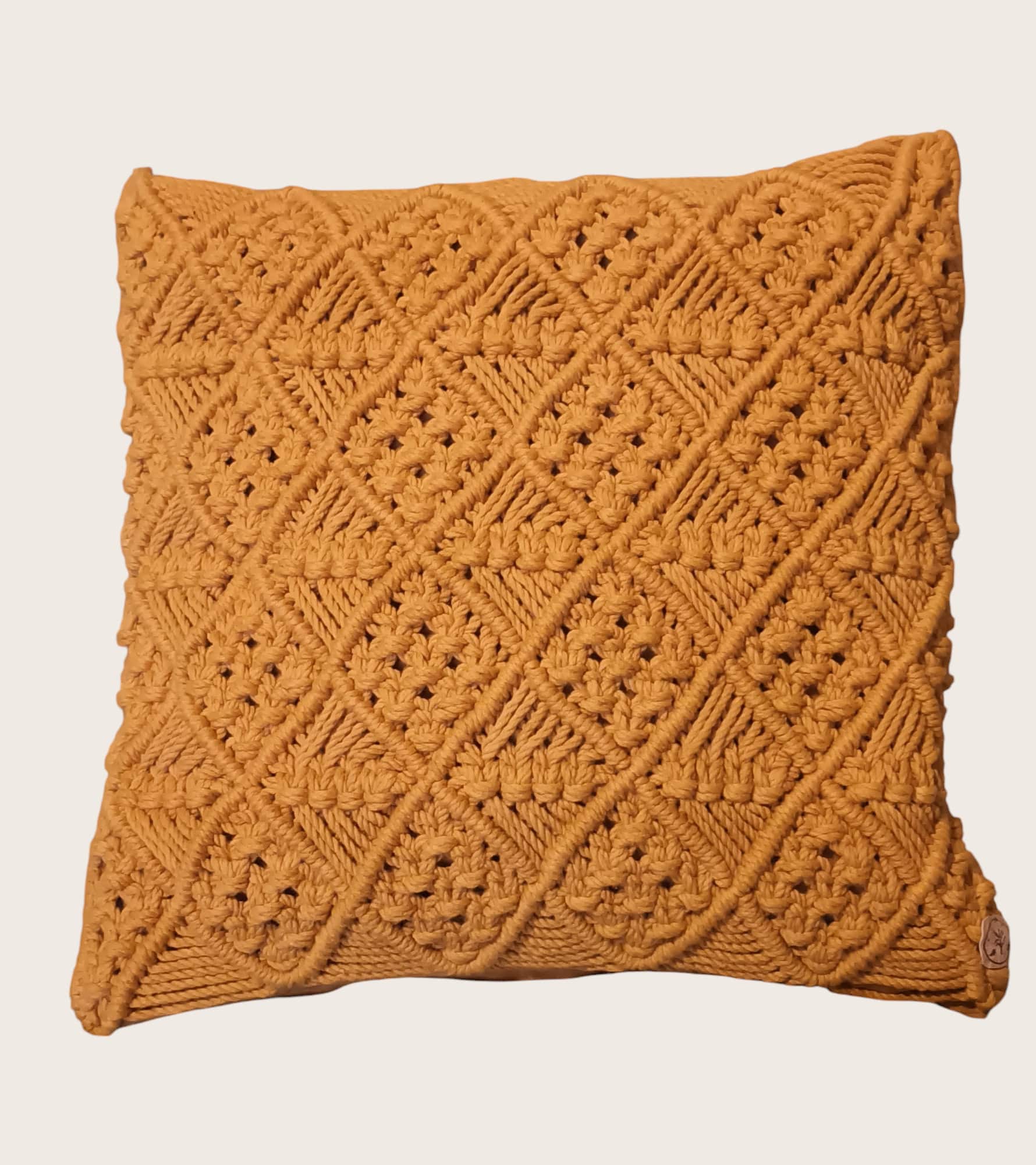 coussin moutarde coussin macramé 40 moutarde