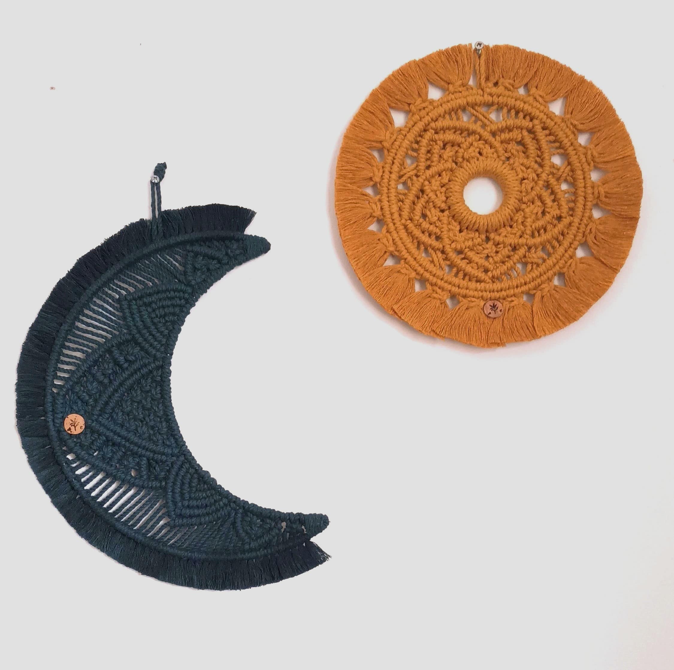 décoration murale macramé soleil et lune