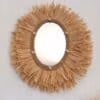 miroir ovale raphia et coquillages
