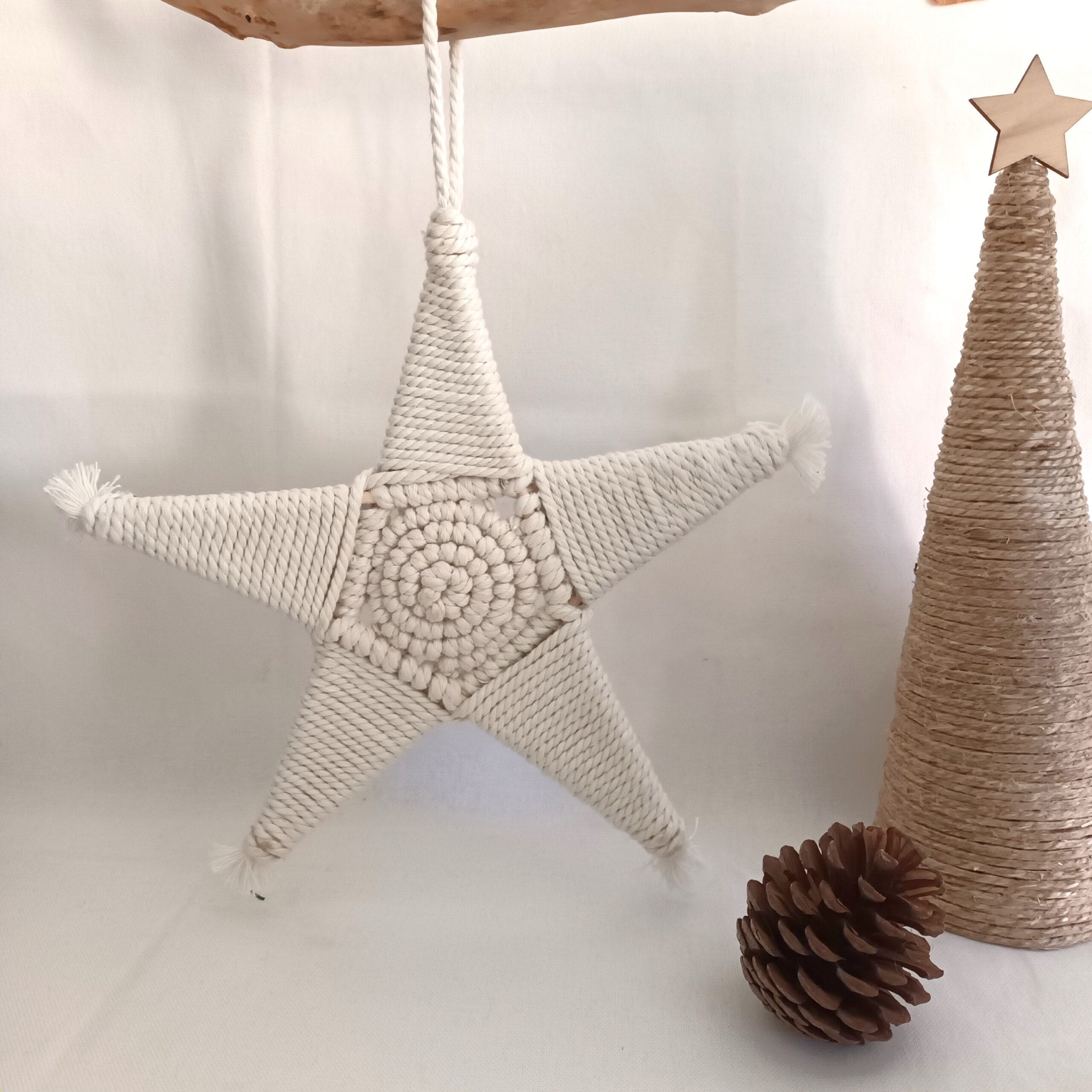 étoile de Noël en macramé étoile de Noël en coton écru
